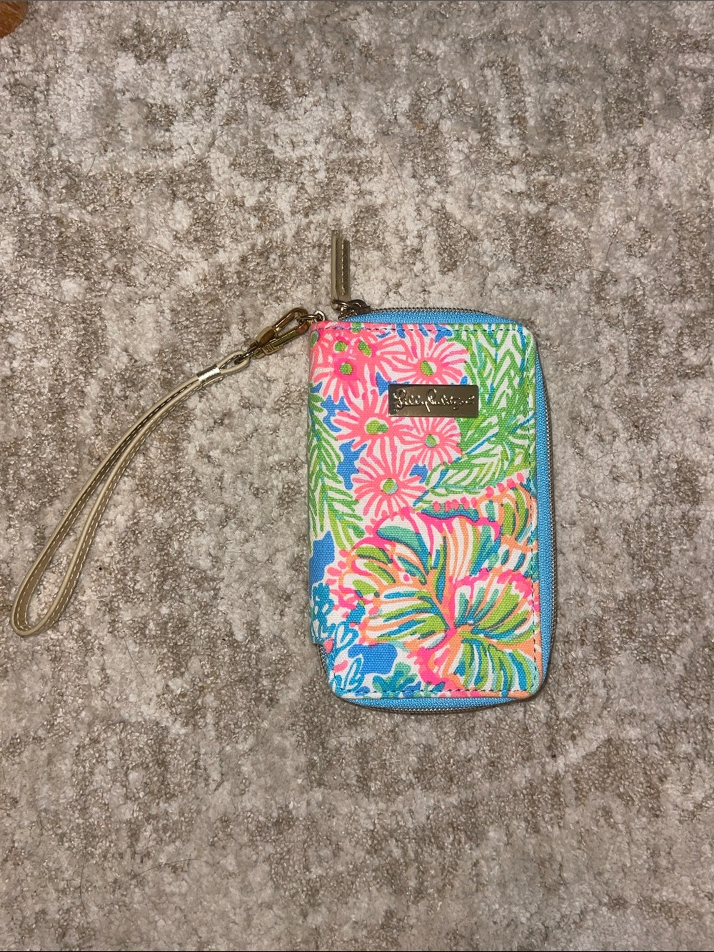 Lilly Pulitzer Floral Wristlet Phone Case - Pink Blue Green Gold